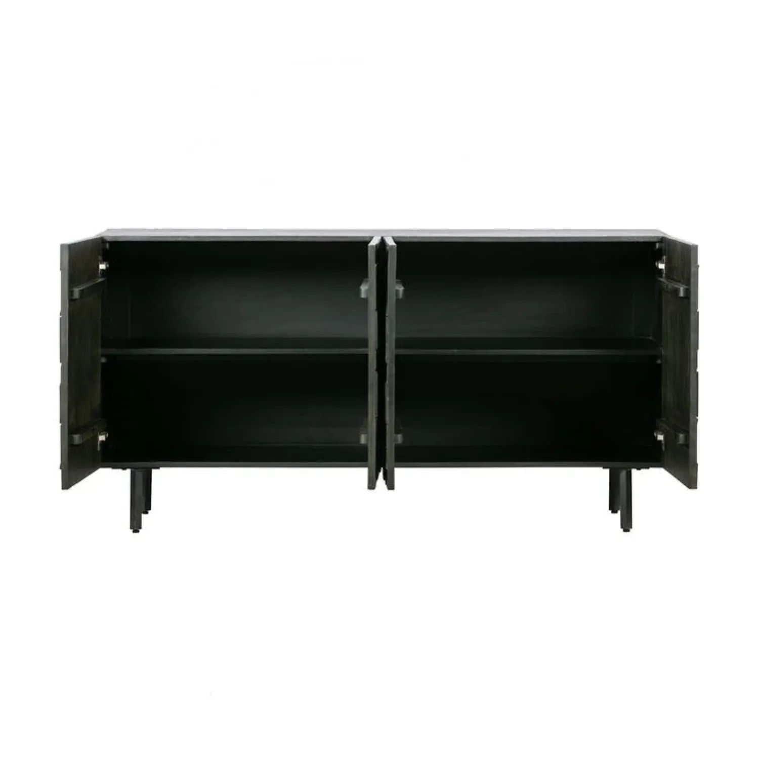 WOOOD Dressoirs|Industriele Kasten|Counter Dressoir hout/metaal zwart 160cm