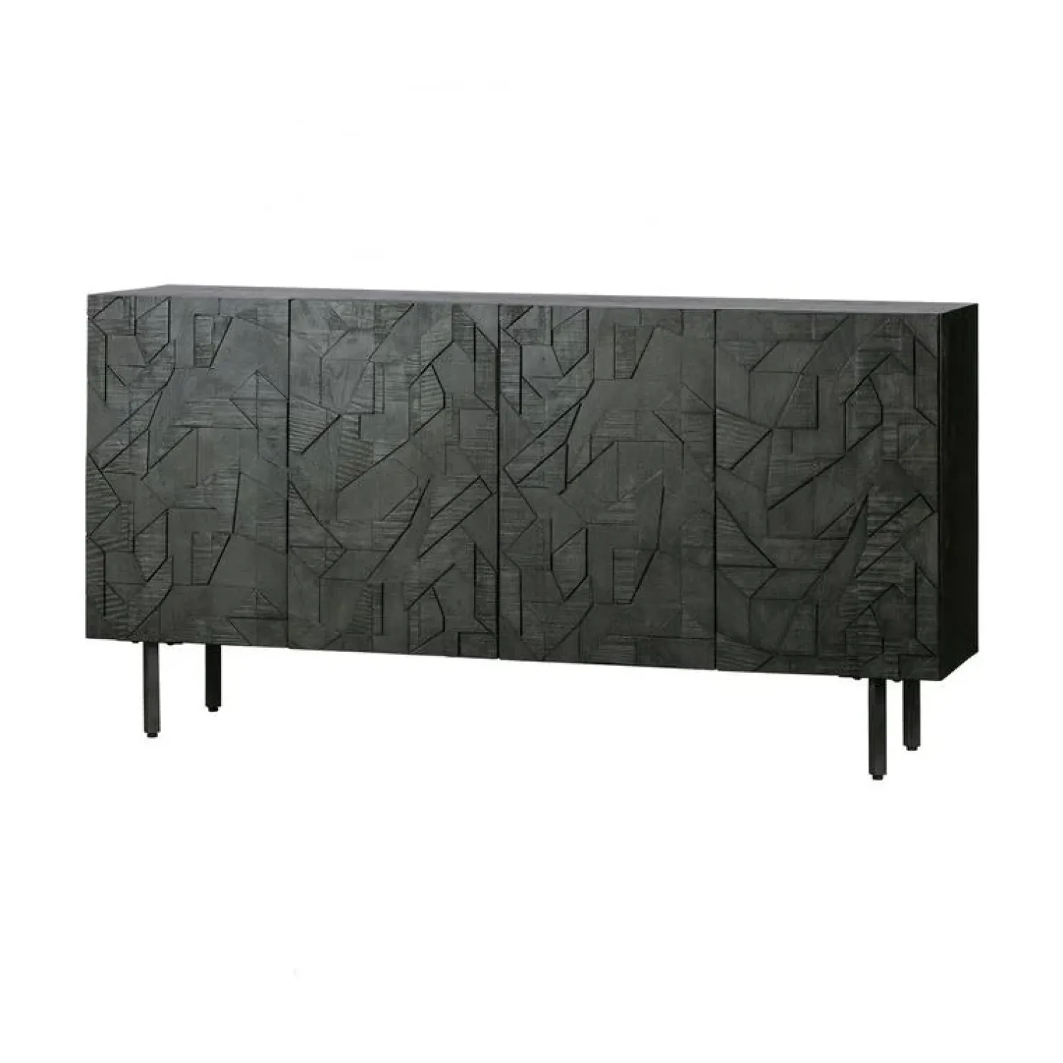 WOOOD Dressoirs|Industriele Kasten|Counter Dressoir hout/metaal zwart 160cm
