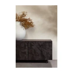WOOOD Industriele Kasten|Tv Meubels|Counter Tv meubel mangohout zwart 160cm