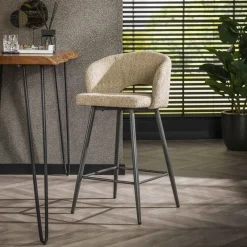 Kalfort Barkrukken|Cozy Barstoel Boucle Zand