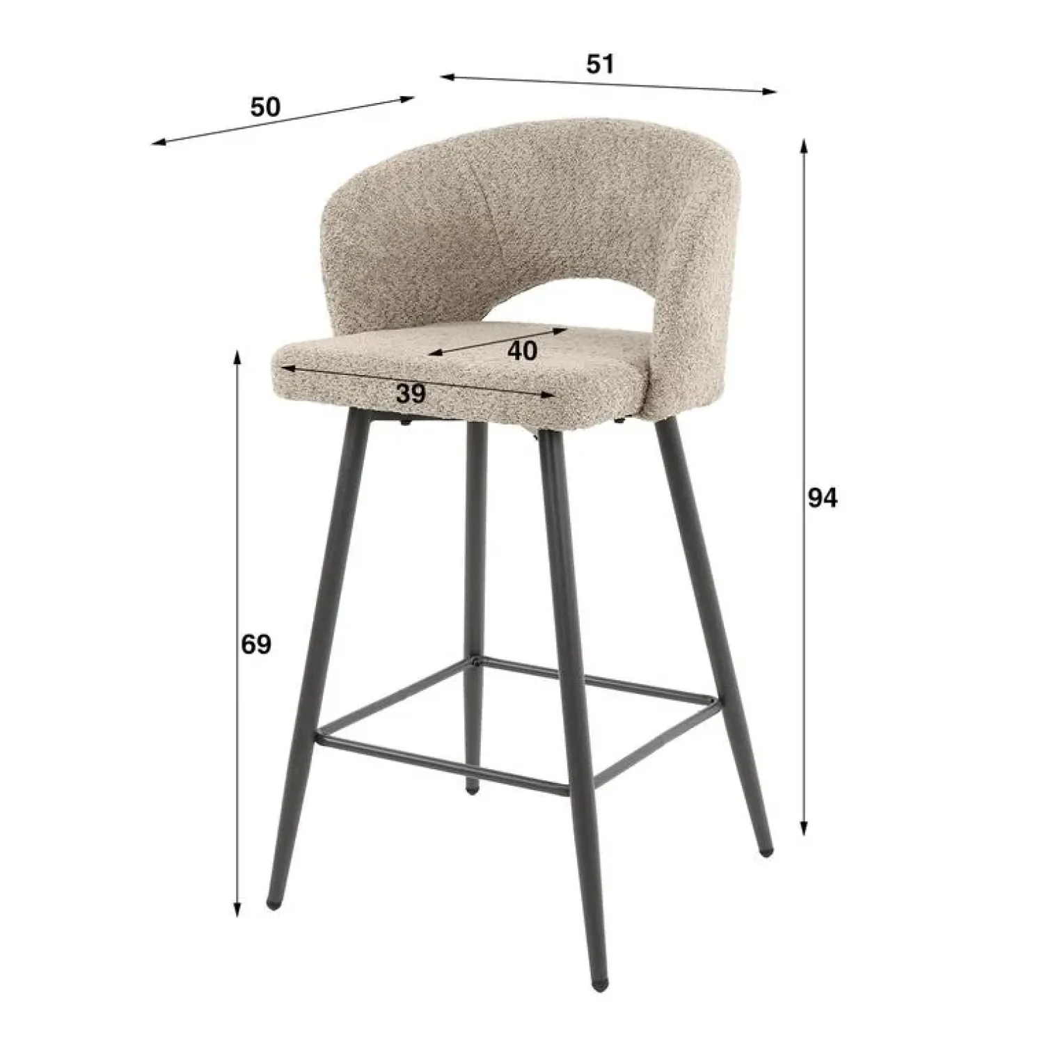 Kalfort Barkrukken|Cozy Barstoel Boucle Zand