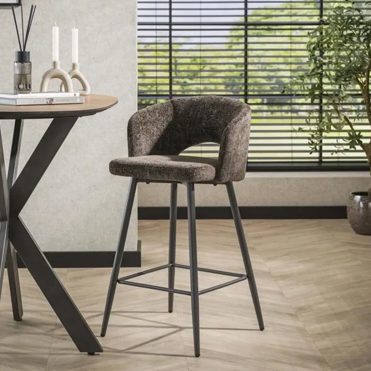 Kalfort Barkrukken|Cozy Barstoel Stof Bruin