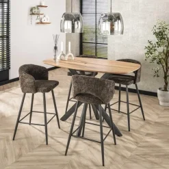 Kalfort Barkrukken|Cozy Barstoel Stof Bruin