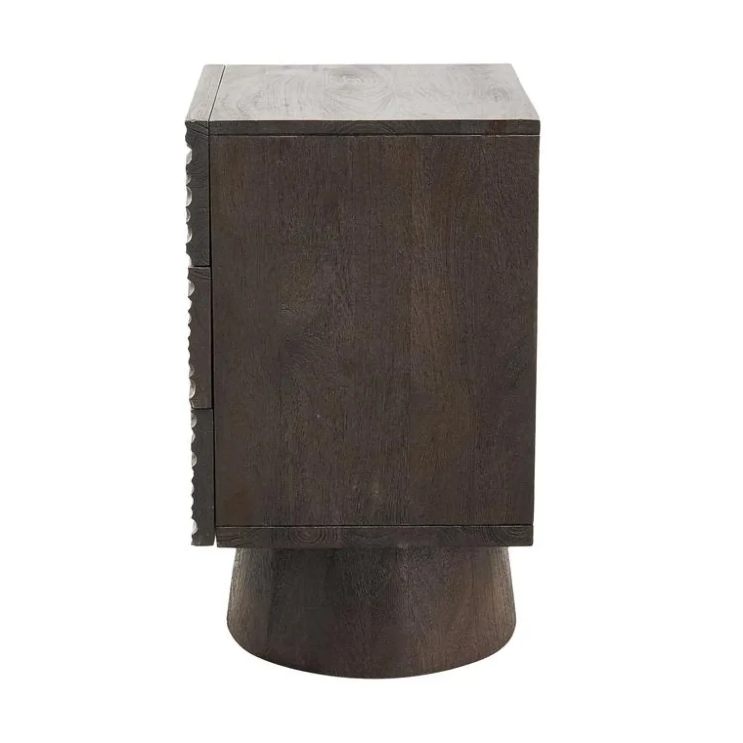WOOOD Nachtkastjes|Industriele Kasten|Crumble Carved Nachtkastje mangohout donkerbruin 40cm