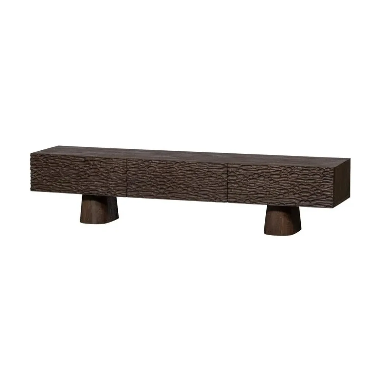 WOOOD Industriele Kasten|Tv Meubels|Crumble Carved Tv-meubel mangohout donkerbruin 180cm