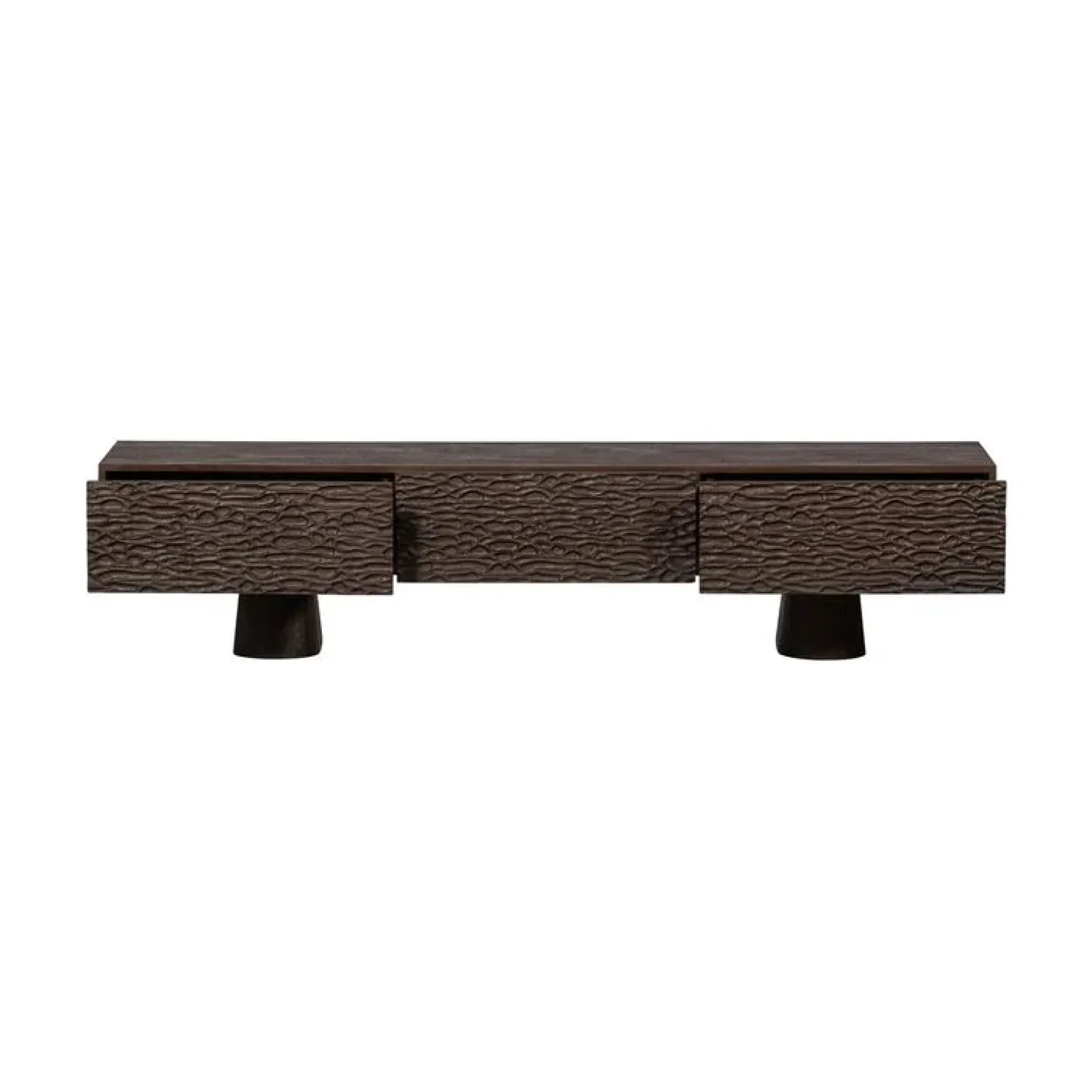 WOOOD Industriele Kasten|Tv Meubels|Crumble Carved Tv-meubel mangohout donkerbruin 180cm