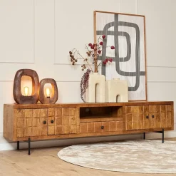 Furndea Industriele Kasten|Tv Meubels|Cubical tv-meubel mangohout 220cm