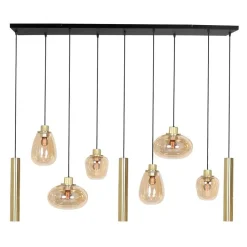 Trading Lighting Hanglampen|Glazen Hanglamp|Curtis 6+3 lichts Hanglamp Amber
