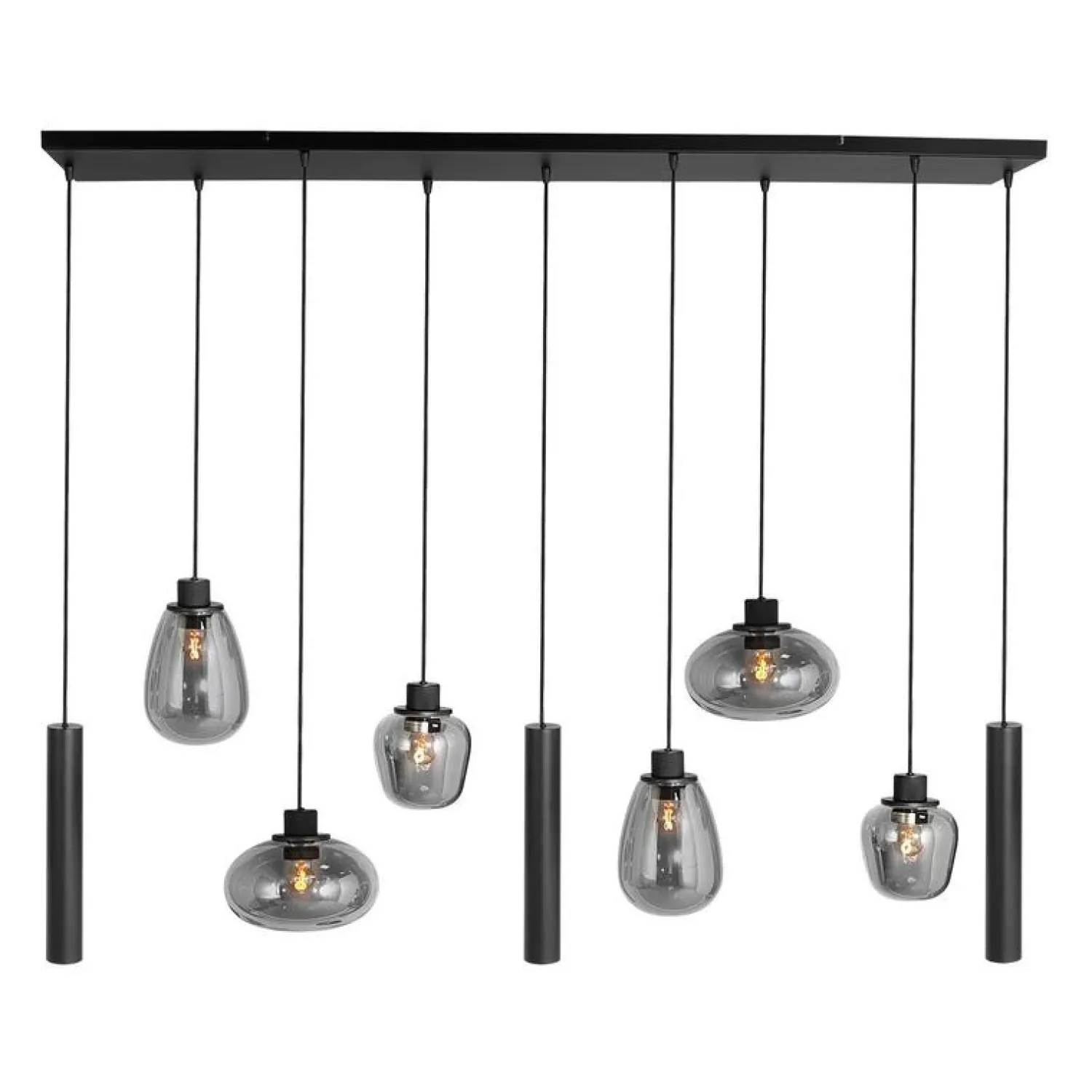 Steinmex Hanglampen|Glazen Hanglamp|Curtis 6+3 lichts Hanglamp Smoke