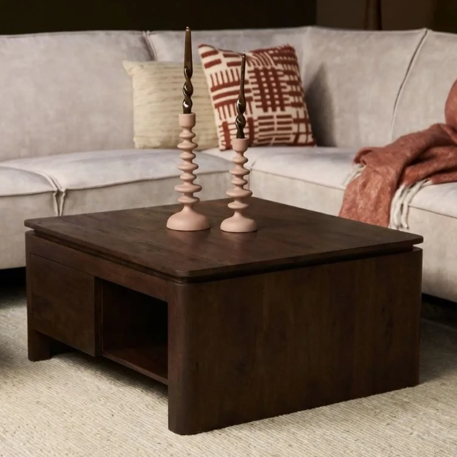 Furndea Salontafels|Dallas Salontafel vierkant Bruin Mangohout 80cm