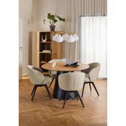 Nordhavn Eettafels|Dalvik Eettafel Rond Naturel met Zwarte poot 120cm