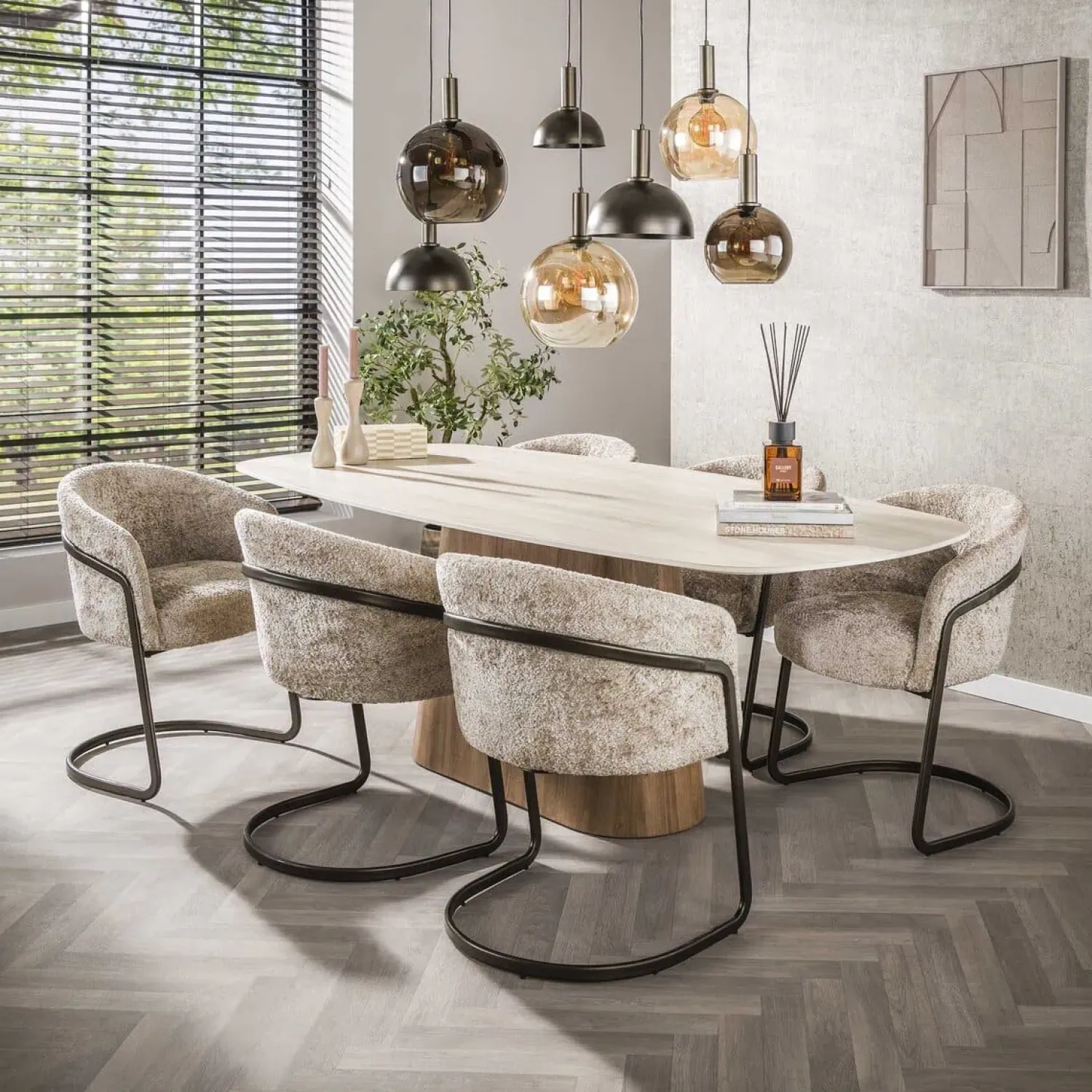 Kalfort Eettafels|Danique Eettafel deens ovaal Travertine 215cm