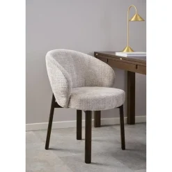 Nordhavn Eetkamerstoelen|Darlene Eetkamerstoel Beige Bruine houten poten