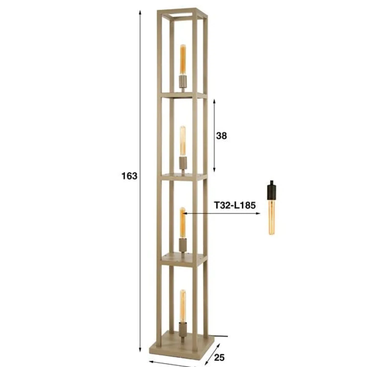 Kalfort Vloerlampen|Debby 4-lichts Vloerlamp Beige