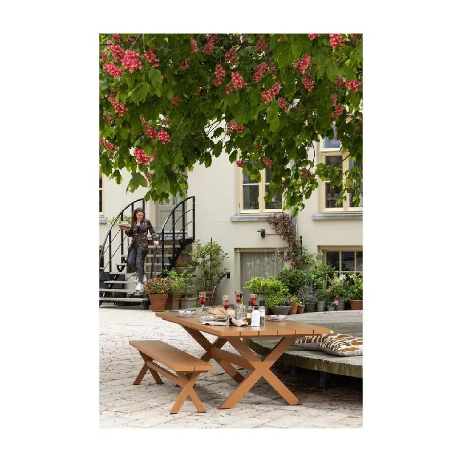WOOOD Tuintafels|Delta Picknick tuintafel aluminium terracotta 220cm