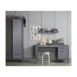 WOOOD Bureautafels|Dennis Bureau grenen grijs steel 141cm