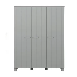 WOOOD Industriele Kasten|Kledingkasten|Dennis 3-deurs Kledingkast grenen grijs 158cm