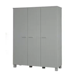 WOOOD Industriele Kasten|Kledingkasten|Dennis 3-deurs Kledingkast grenen grijs 158cm