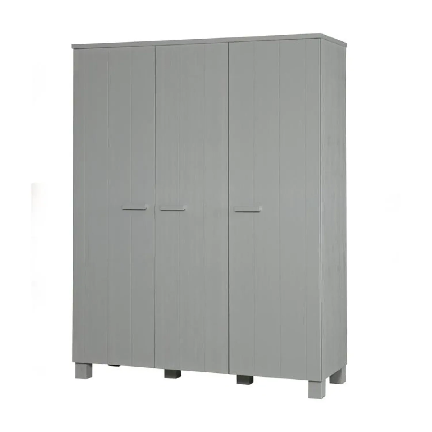 WOOOD Industriele Kasten|Kledingkasten|Dennis 3-deurs Kledingkast grenen grijs 158cm