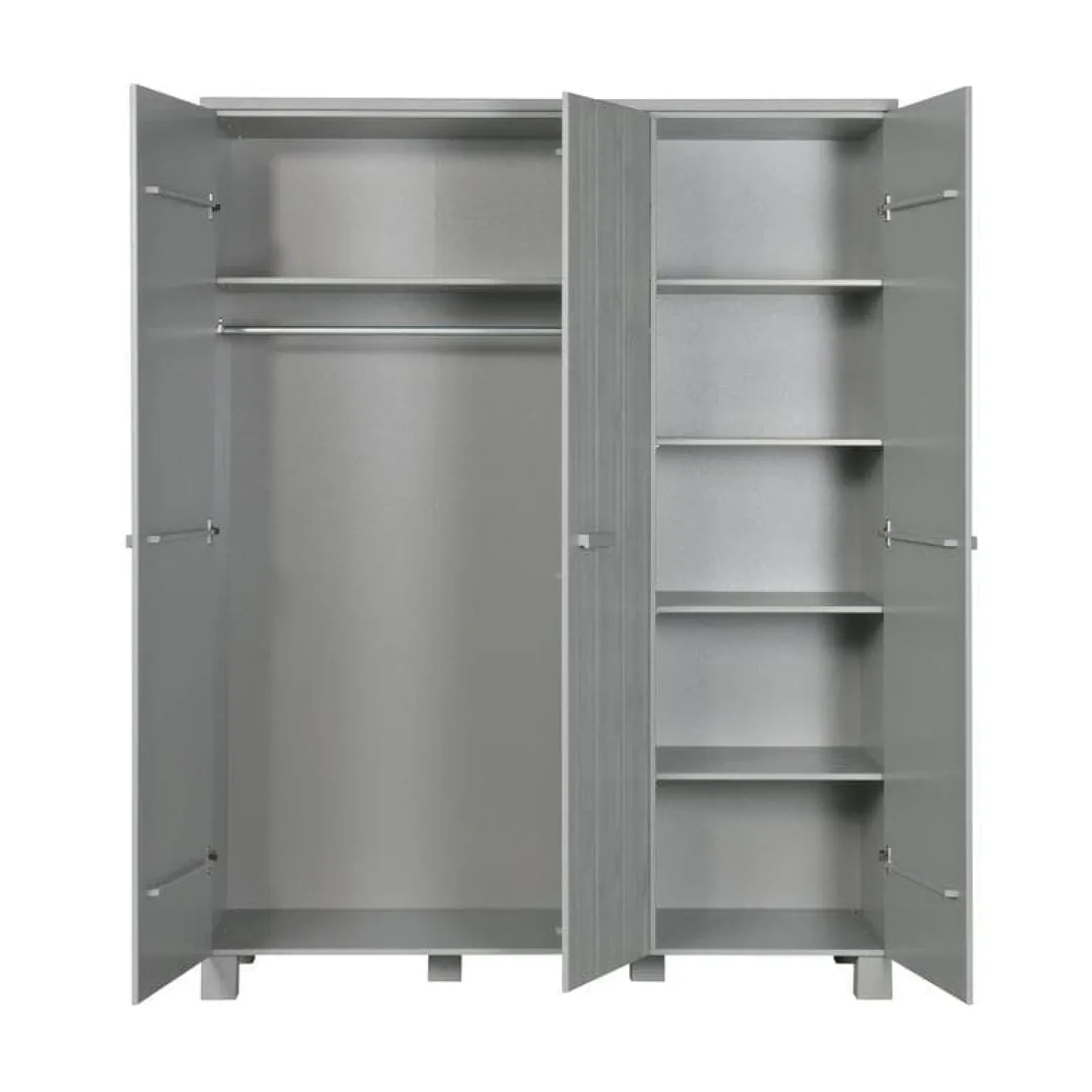 WOOOD Industriele Kasten|Kledingkasten|Dennis 3-deurs Kledingkast grenen grijs 158cm