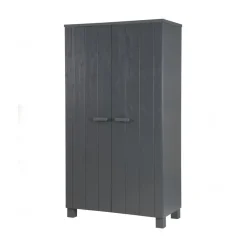WOOOD Industriele Kasten|Kledingkasten|Dennis Kledingkast grenen grijs steel 111cm