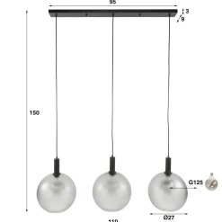 Kalfort Hanglampen|Glazen Hanglamp|Dennis 3-lichts Hanglamp frosted grijs