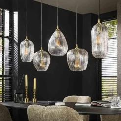 Kalfort Hanglampen|Glazen Hanglamp|Denzel Glazen Hanglamp 5 lichts 120cm