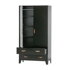 WOOOD Industriele Kasten|Kledingkasten|Dian Kledingkast grenen zwart 94cm