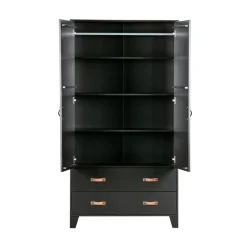 WOOOD Industriele Kasten|Kledingkasten|Dian Kledingkast grenen zwart 94cm