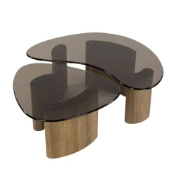 Kalfort Salontafels|Dominick Salontafel set van 2 organisch Brons glas