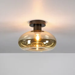 Kalfort Plafondlampen|Doris 1-lichts Plafondlamp Amber glas