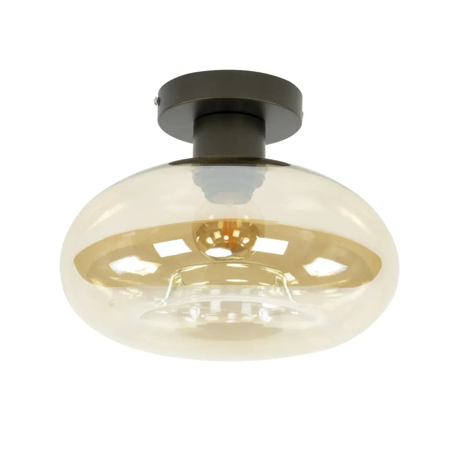 Kalfort Plafondlampen|Doris 1-lichts Plafondlamp Amber glas