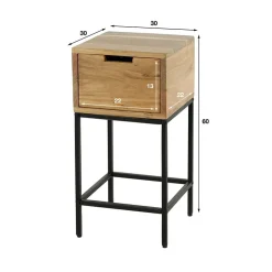 Kalfort Nachtkastjes|Industriele Kasten|Dorna houten nachtkastje industrieel 30CM