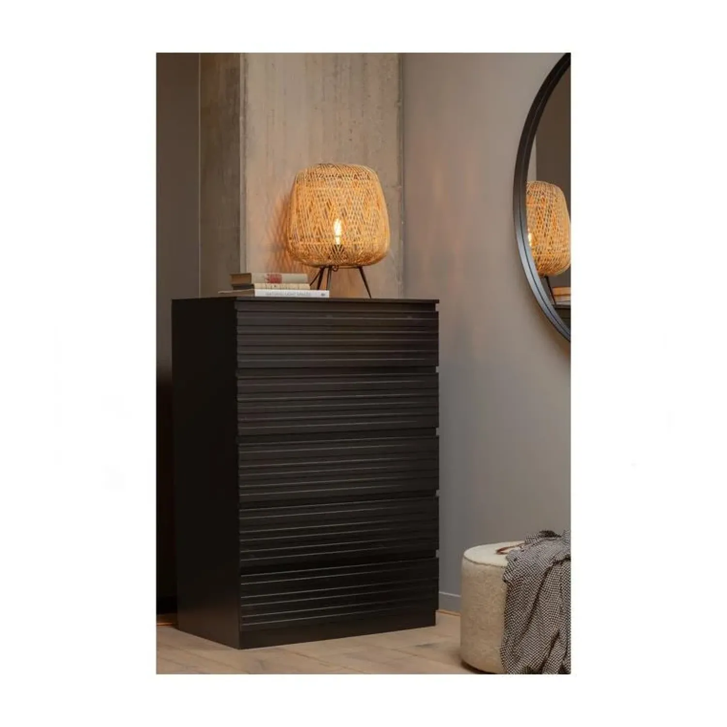 WOOOD Spiegels|Doutzen Spiegel rond metaal zwart 115cm
