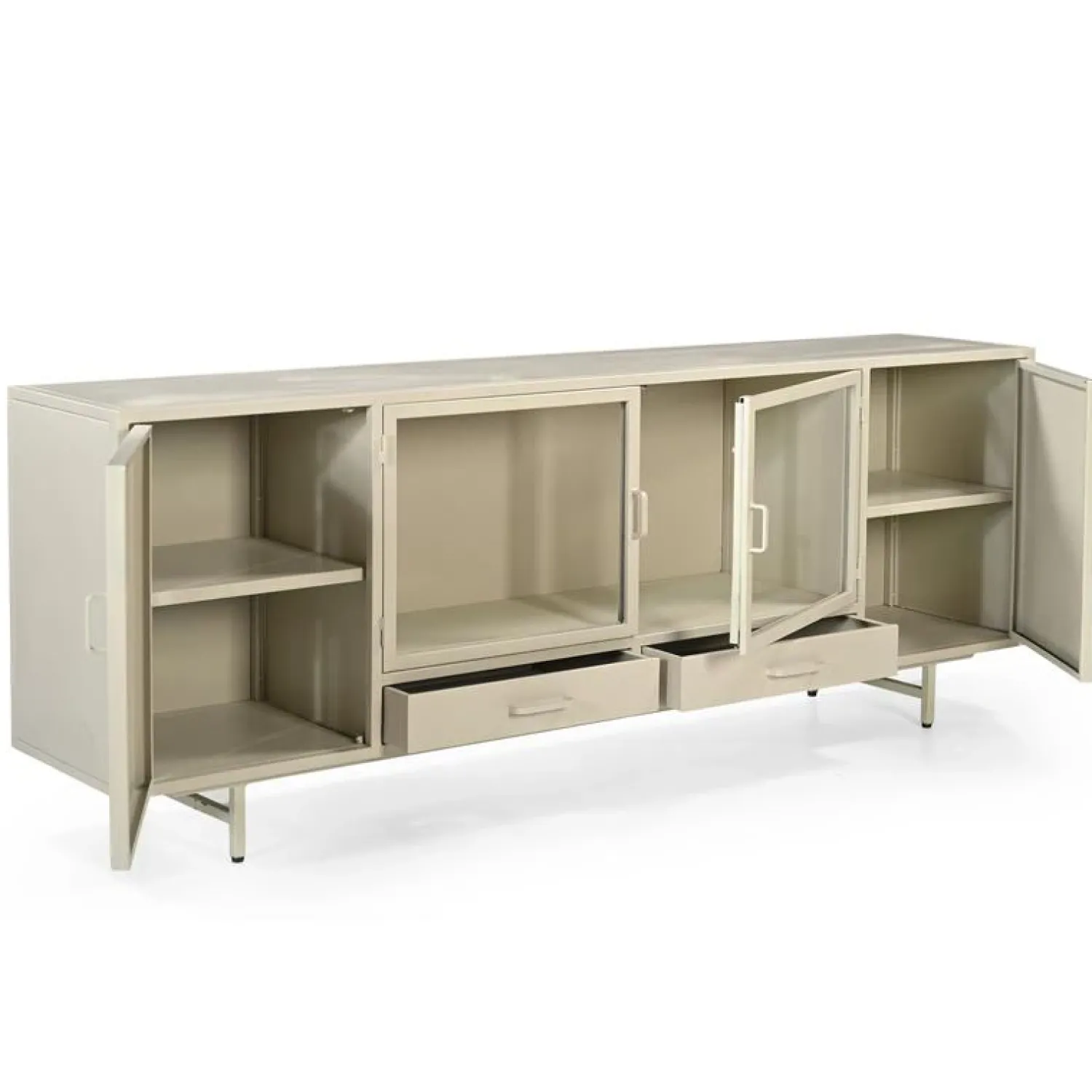 DPX Furniture Dressoirs|Industriele Kasten|DPX Odin Dressoir 4 deurs 2 lade taupe 200cm