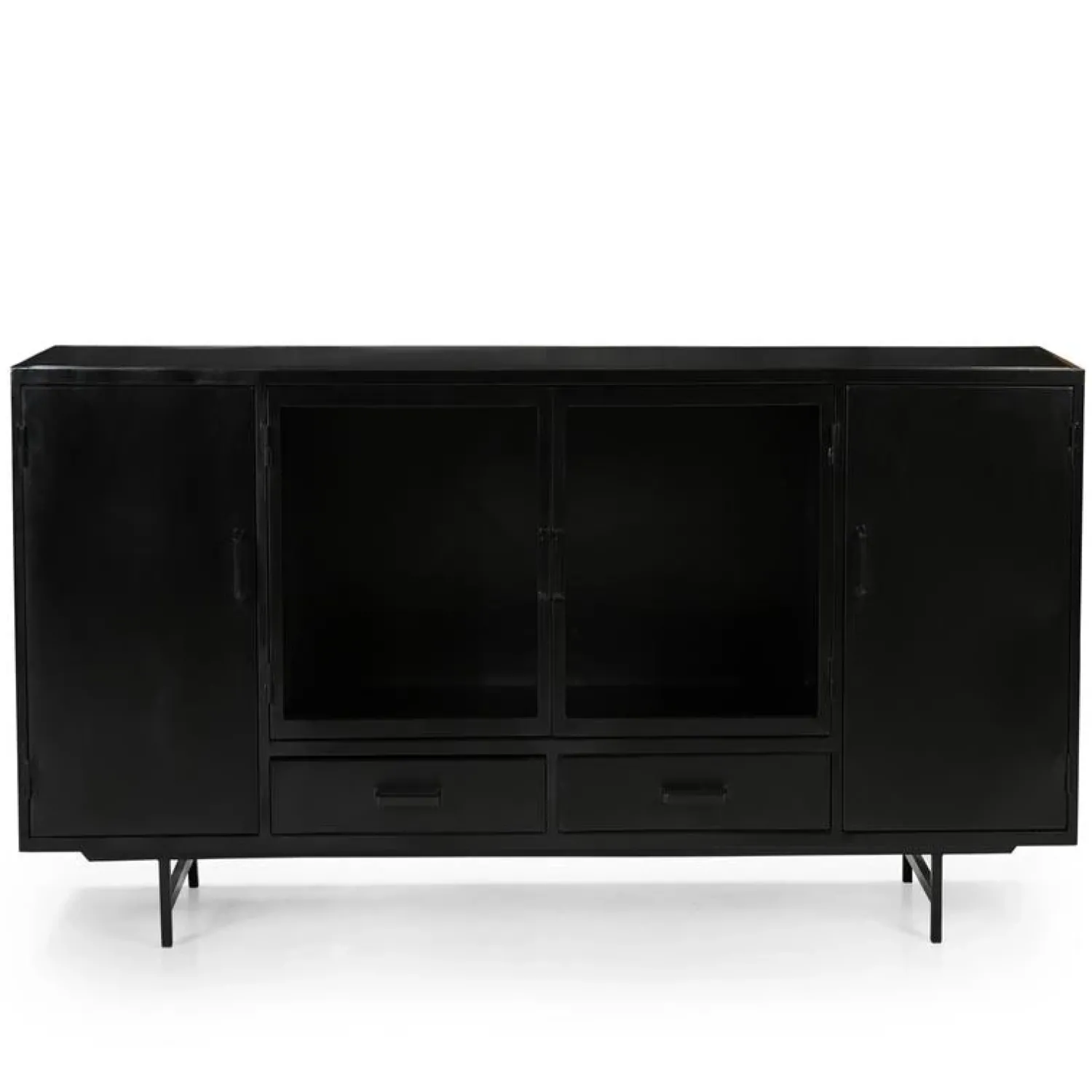 DPX Furniture Dressoirs|Industriele Kasten|DPX Odin Dressoir 4 deurs 2 lade zwart 200cm