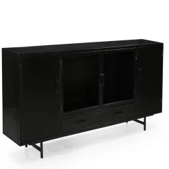DPX Furniture Dressoirs|Industriele Kasten|DPX Odin Dressoir 4 deurs 2 lade zwart 200cm
