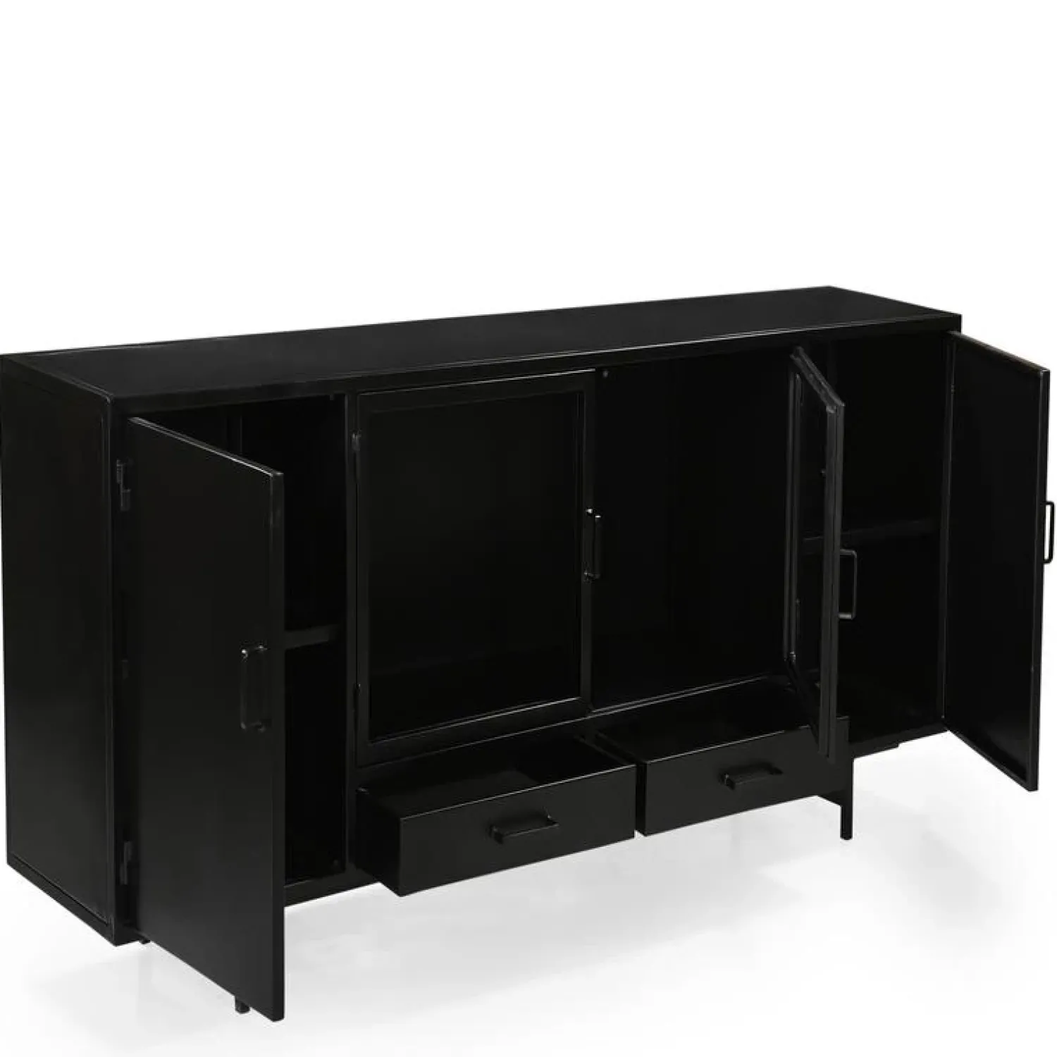 DPX Furniture Dressoirs|Industriele Kasten|DPX Odin Dressoir 4 deurs 2 lade zwart 200cm