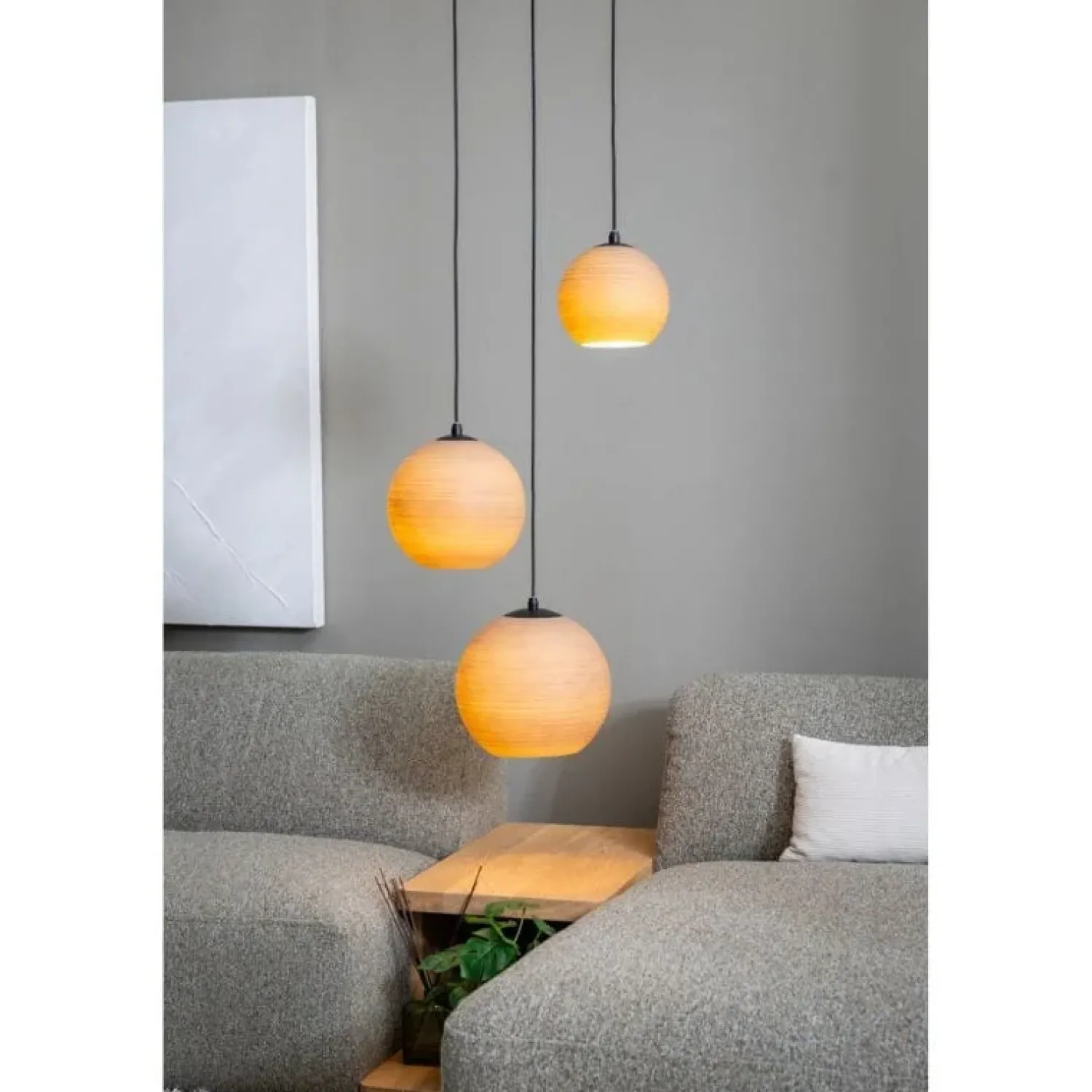 Trading Lighting Hanglampen|Glazen Hanglamp|Draco 3-lichts Hanglamp taupe/grijs glas