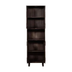WOOOD Boekenkasten|Industriele Kasten|Draw Opbergkast met open vak mangohout walnoot 60cm