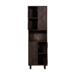 WOOOD Boekenkasten|Industriele Kasten|Draw Opbergkast met open vak mangohout walnoot 60cm