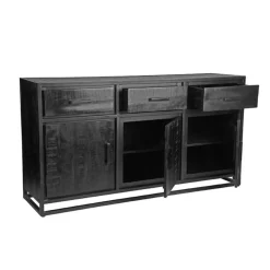 Label51 Dressoirs|Industriele Kasten|Dressoir Chili Zwart Mangohout 170cm