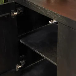 Furndea Dressoirs|Industriele Kasten|Dressoir Dortmund mangohout zwart 200cm