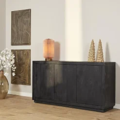 Furndea Dressoirs|Industriele Kasten|Dressoir Dortmund mangohout zwart 150cm
