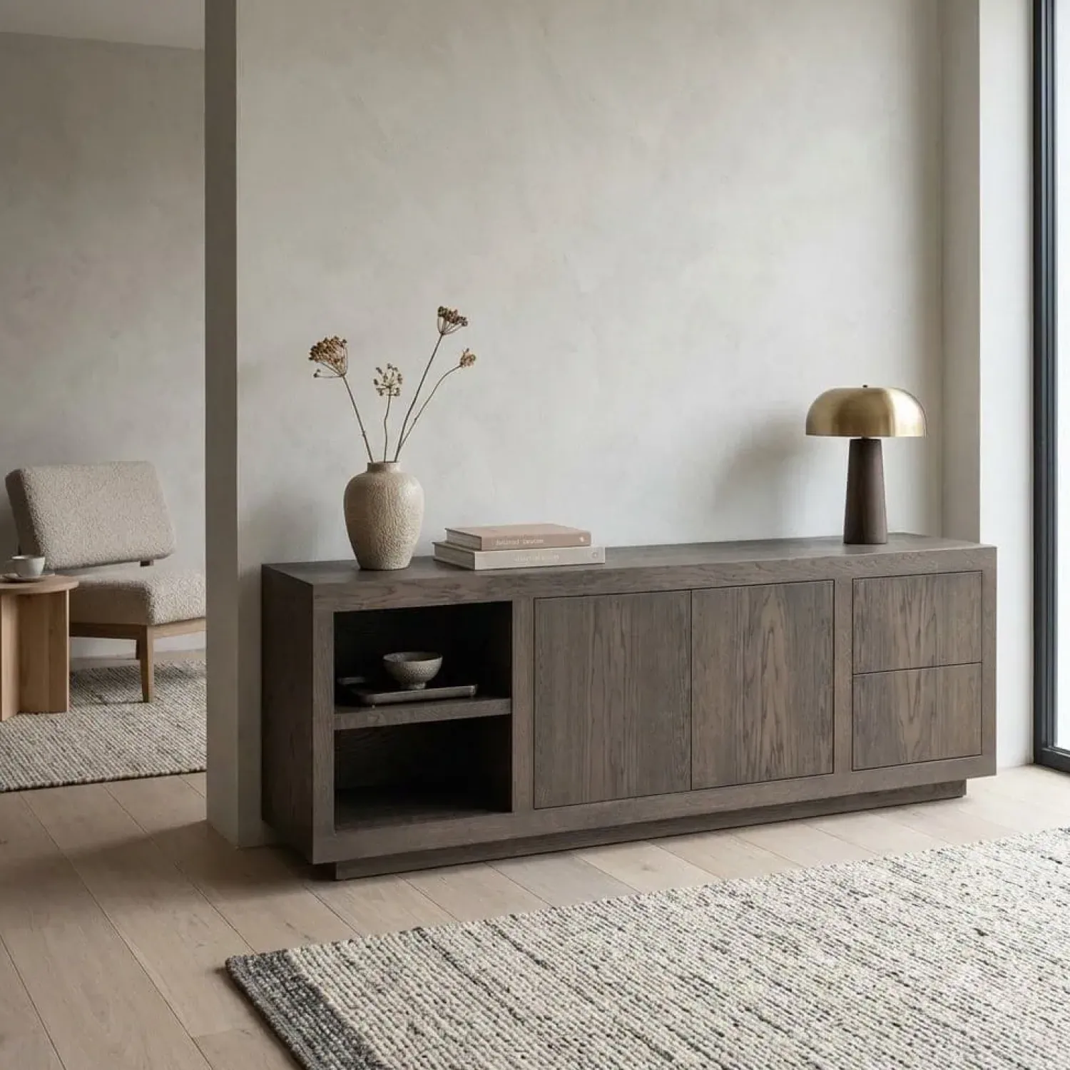 Eleonora Dressoirs|Industriele Kasten|Dressoir Helsinki Bruin 200cm