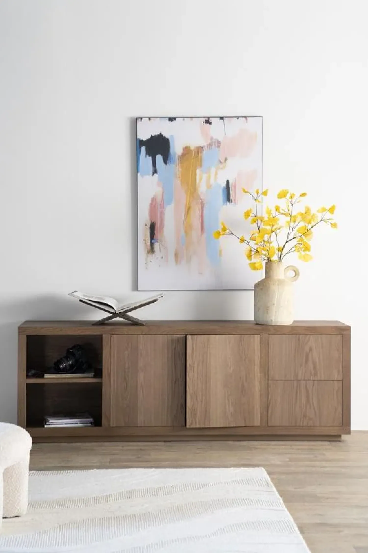 Eleonora Dressoirs|Industriele Kasten|Dressoir Helsinki Lichtbruin 200cm