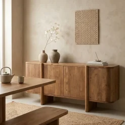 Eleonora Dressoirs|Industriele Kasten|Dressoir Julian acaciahout 4 deurs 170cm