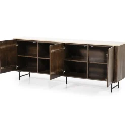 Eleonora Dressoirs|Industriele Kasten|Dressoir Lio mangohout 3 deurs 200cm