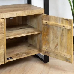 Furndea Dressoirs|Industriele Kasten|Dressoir mangohout Britt industrieel - 135cm