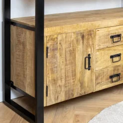 Furndea Dressoirs|Industriele Kasten|Dressoir mangohout Britt industrieel - 135cm